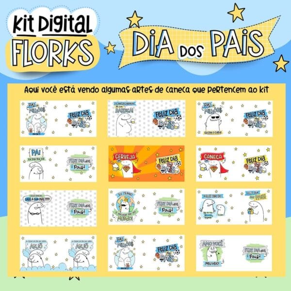Kit Digital Dia Dos Pais Flork Frases Engraçadas Sublimação