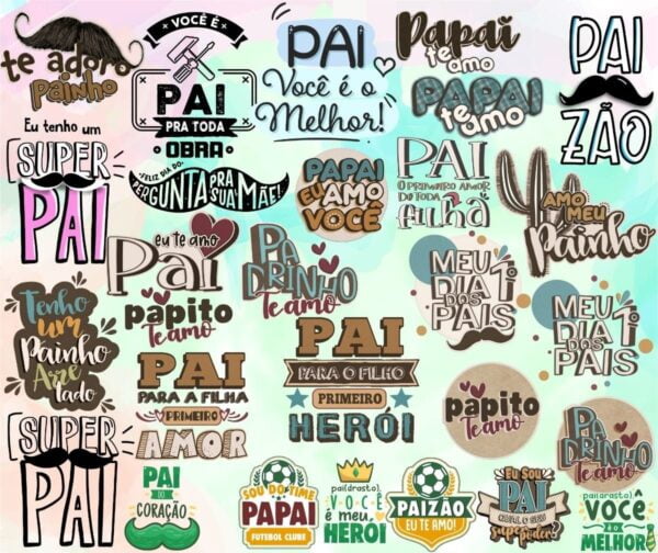Kit Digital Dia Dos Pais Frase Lettering Melhor Pai Do Mundo