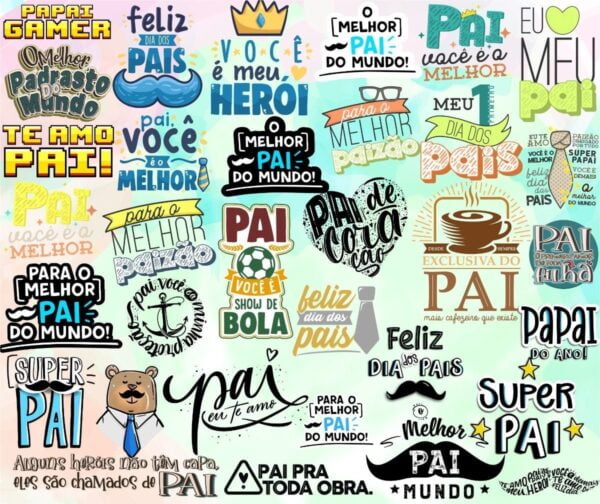 Kit Digital Dia Dos Pais Frase Lettering Melhor Pai Do Mundo