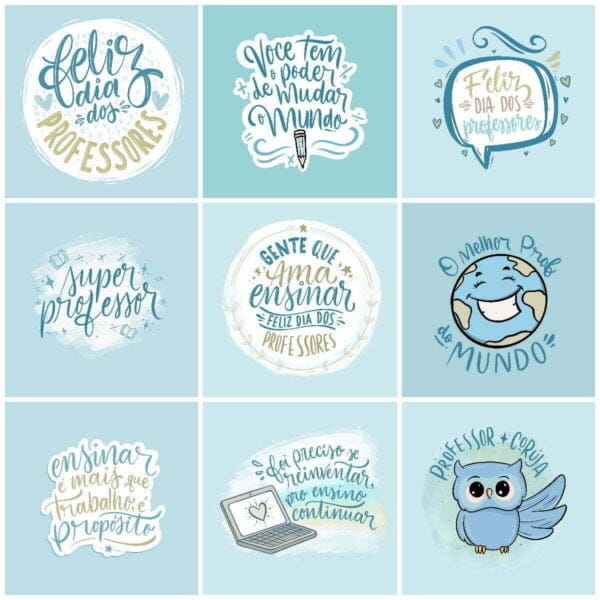 Kit Digital Dia dos Professores Canecas Ilustrações Frases - Imagem 2