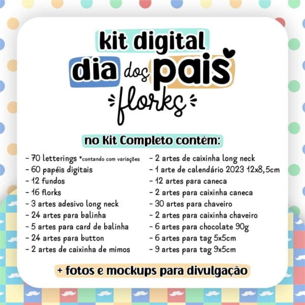 Kit Digital Dos Pais Flork Frases Ilustrações Personalizados