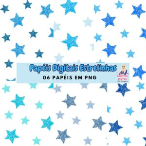 kit digital estrelas azuis png festa pronta