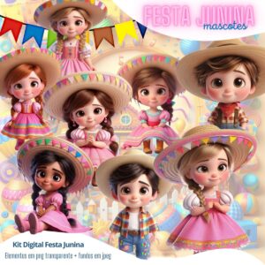 Kit Digital Festa Junina 3d Ilustracoes Png Transparente 2