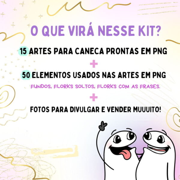 Kit Digital Flork Amigas Frases Engraçadas Sublimação Caneca