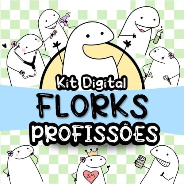 Kit Digital Flork Profissões Psicóloga Professora Dentista..