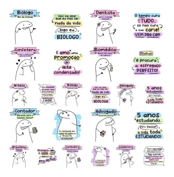 Kit Digital Flork Profissões Psicóloga Professora Dentista..