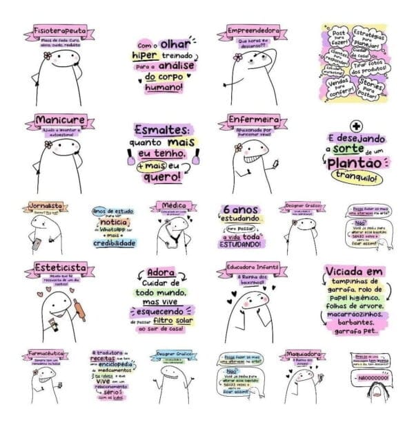 Kit Digital Flork Profissões Psicóloga Professora Dentista..