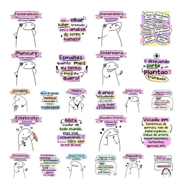 Kit Digital Flork Profissões Psicóloga Professora Dentista..