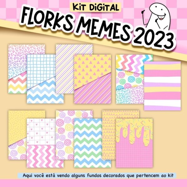 Kit Digital Florks Memes 2023 Ilustrações P/ Brindes E Mimos