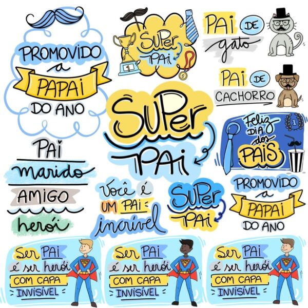 Kit Digital Frases Lettering Dia dos Pais Super Pai Paizão - Imagem 4