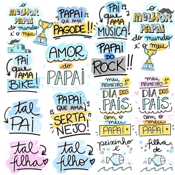 Kit Digital Frases Lettering Dia dos Pais Super Pai Paizão - Imagem 2