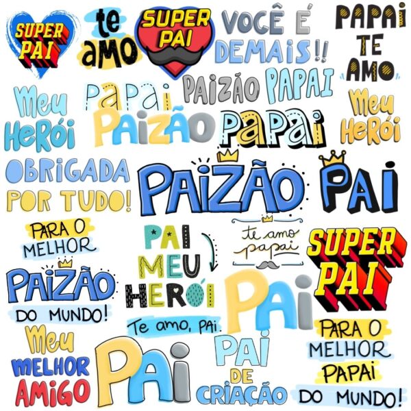 Kit Digital Frases Lettering Dia dos Pais Super Pai Paizão - Imagem 3