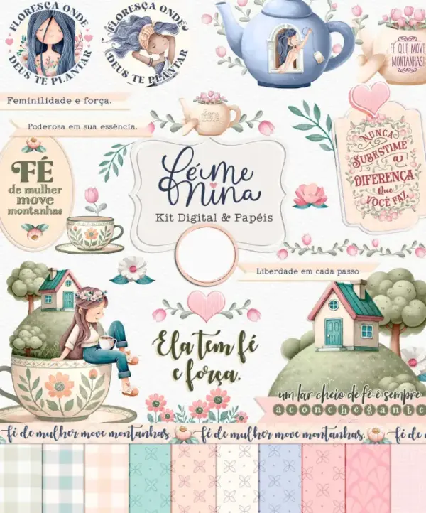 Kit Digital Frases Menina Png Para Papelaria Personalizada 3
