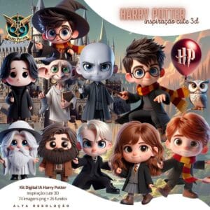 Kit Digital Harry Potter Baby Png Ilustrações Cute 3D