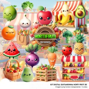 Kit Digital Hortifruti Fofo Legumes Frutas Cute Imagens Png