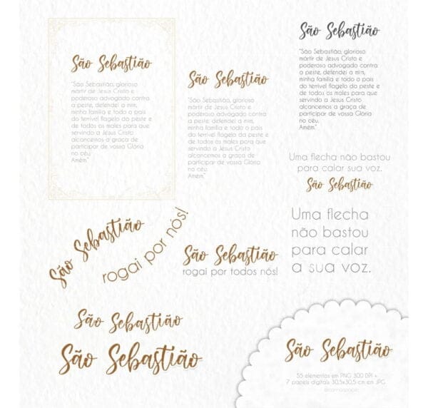 Kit Digital Ilustrações Aquareladas São Sebastião Artes Png