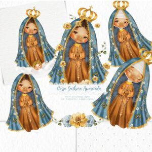 Kit Digital Ilustracoes Nossa Senhora Aparecida Santinhos 7