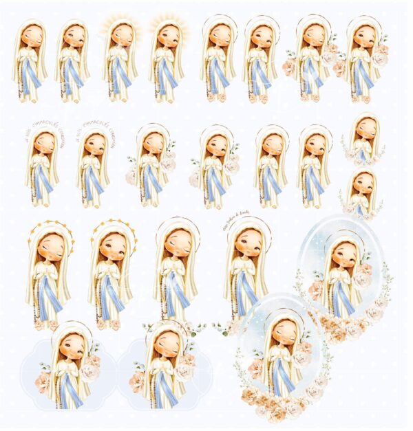 Kit Digital Ilustrações Nossa Senhora de Lourdes Imagens Png