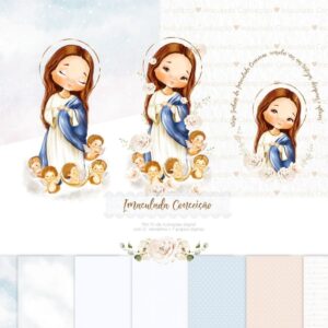 Kit Digital Imaculada Conceicao Santinhos P Personalizados 8