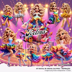 Kit Digital Joelma Calypso Png Ilustrações 3D Fofo Mascote