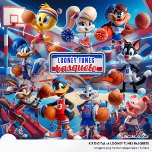 Kit Digital Looney Tunes Basquete 3D Cute Fofo Ilustrações