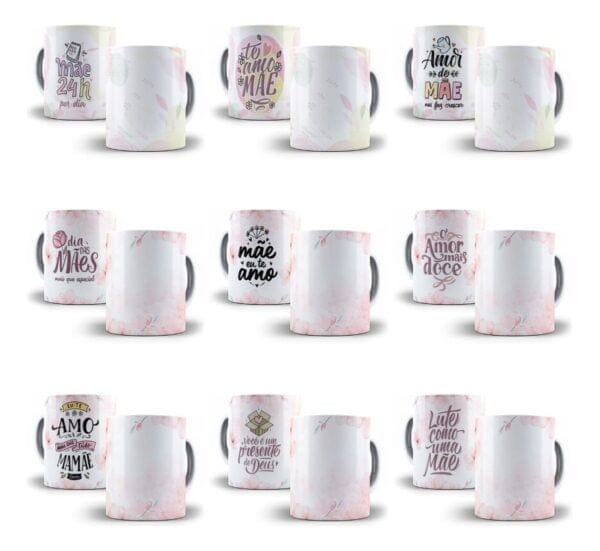 Kit Digital Mães Frases Lettering Caneca Agenda Camiseta