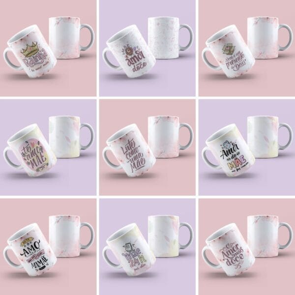 Kit Digital Mães Frases Lettering Caneca Agenda Camiseta