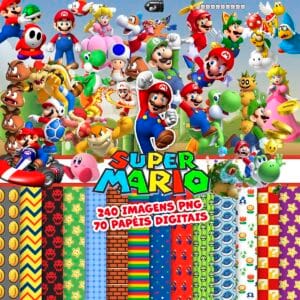 Kit Digital Mário Bros Luigi Png Personalizados Papelaria