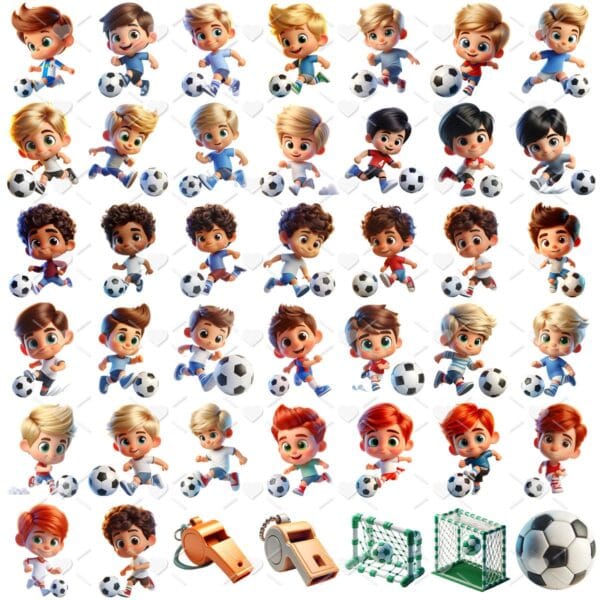 Kit Digital Mascotes Futebol 3d Cute Fofo Ilustracoes Png 2