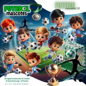 Kit Digital Mascotes Futebol 3d Cute Fofo Ilustracoes Png 3