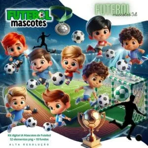 Kit Digital Mascotes Futebol 3d Cute Fofo Ilustracoes Png 3