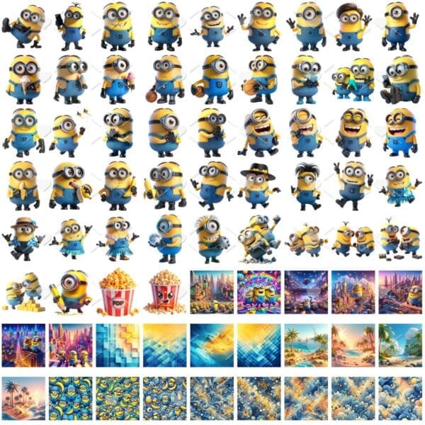 Kit Digital Meu Malvado Favorito Minions 3D Ilustrações Png