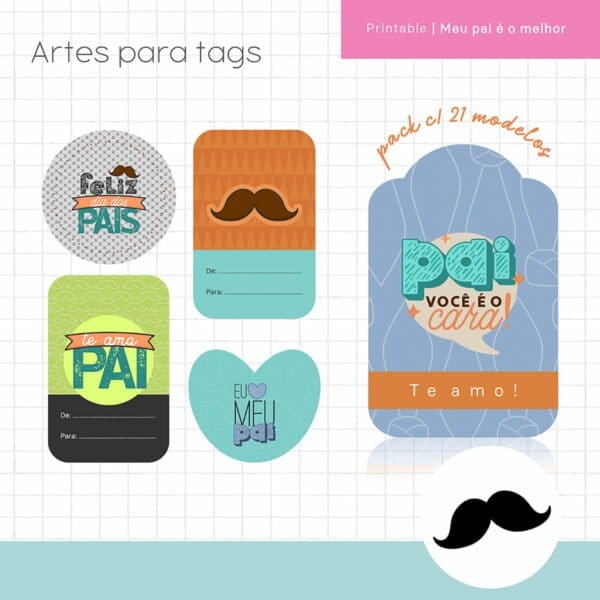 Kit Digital Meu Pai É O Melhor Frases Lettering Tags Papéis - Imagem 3