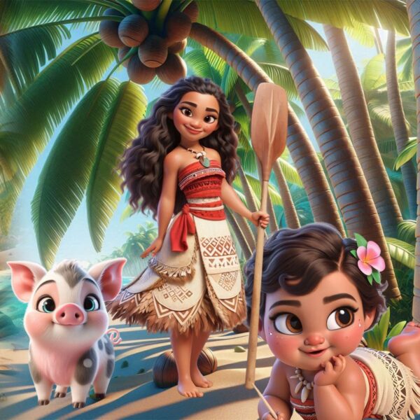 Kit Digital Moana 3D Cute Fofo Ilustrações Png Transparente