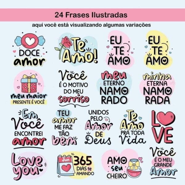 Kit Digital Namorados Pack Ilustrações Cliparts Png Frases