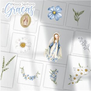 Kit Digital Nossa Senhora das Graças V2 Ilustrações Fofas
