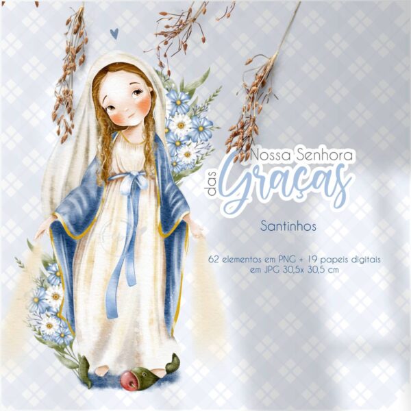 Kit Digital Nossa Senhora das Graças V2 Ilustrações Fofas