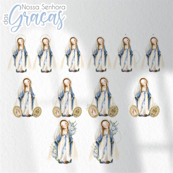 Kit Digital Nossa Senhora das Graças V2 Ilustrações Fofas