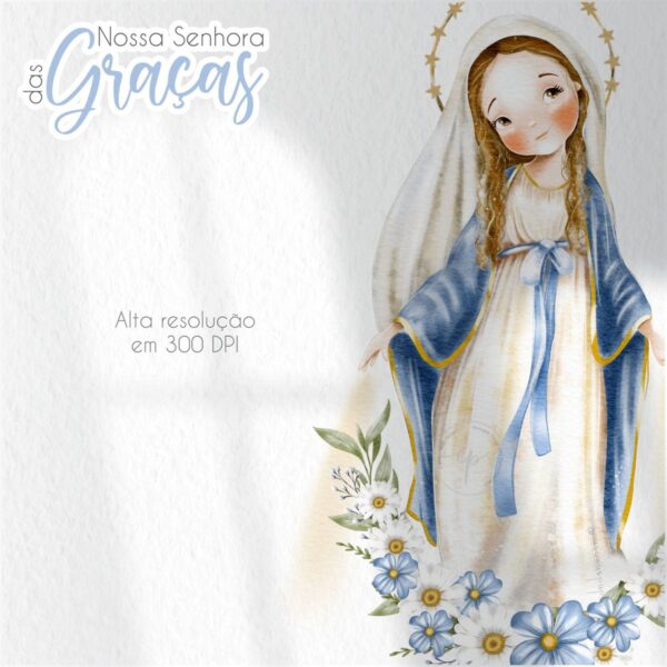 Kit Digital Nossa Senhora das Graças V2 Ilustrações Fofas