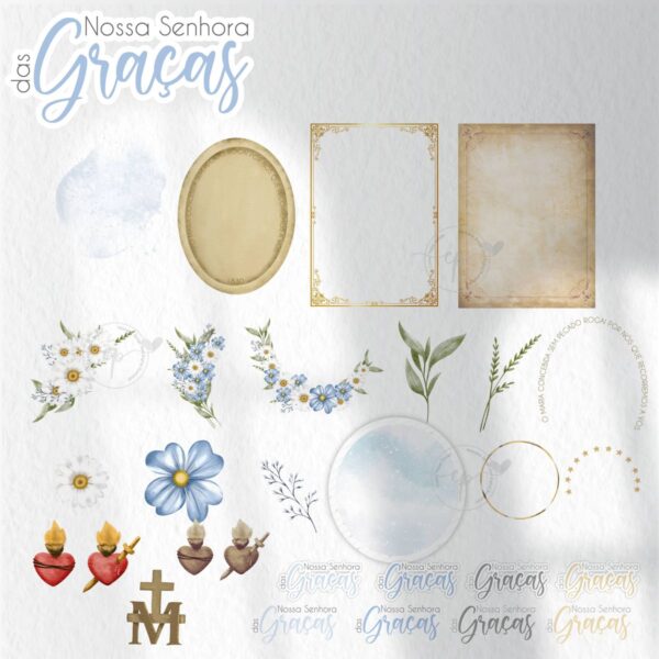 Kit Digital Nossa Senhora das Graças V2 Ilustrações Fofas
