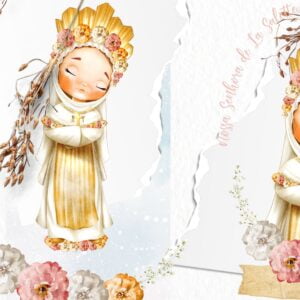 Kit Digital Nossa Senhora de La Salette Santinhos Aquarelado