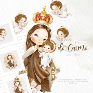 Kit Digital Nossa Senhora do Carmo Santinhos Aquarelados