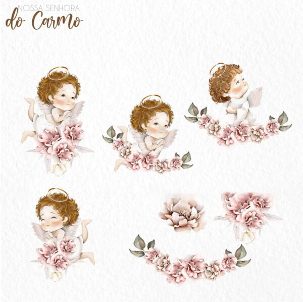 Kit Digital Nossa Senhora do Carmo Santinhos Aquarelados
