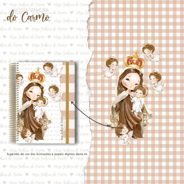 Kit Digital Nossa Senhora do Carmo Santinhos Aquarelados
