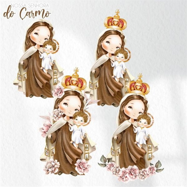 Kit Digital Nossa Senhora do Carmo Santinhos Aquarelados