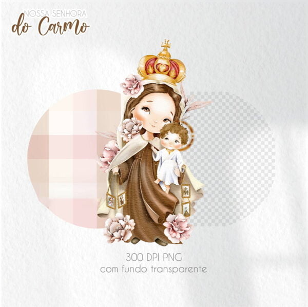 Kit Digital Nossa Senhora do Carmo Santinhos Aquarelados