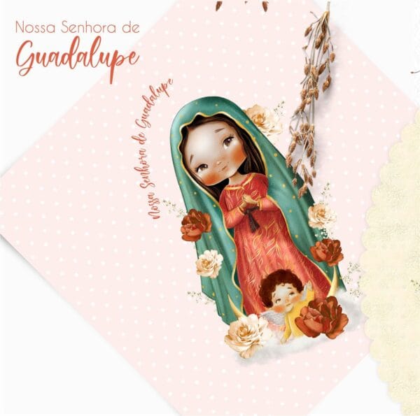 Kit Digital Nossa Senhora Guadalupe Santinhos Aquarelados