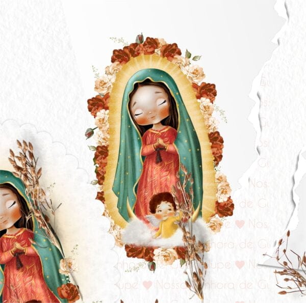 Kit Digital Nossa Senhora Guadalupe Santinhos Aquarelados