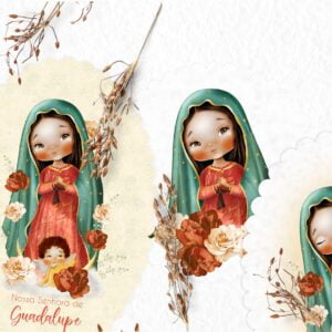 Kit Digital Nossa Senhora Guadalupe Santinhos Aquarelados