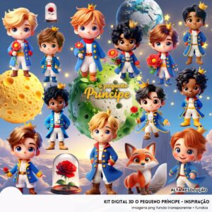 Kit Digital O Pequeno Príncipe Baby Png Ilustrações 3D Fofo